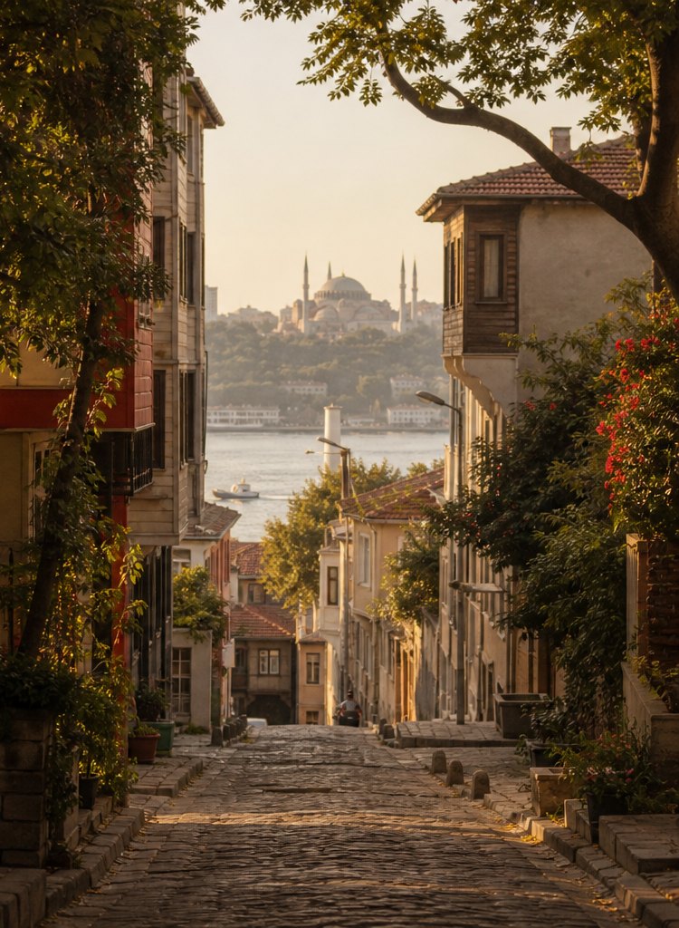 Istanbul hillside street near the Bosphorus