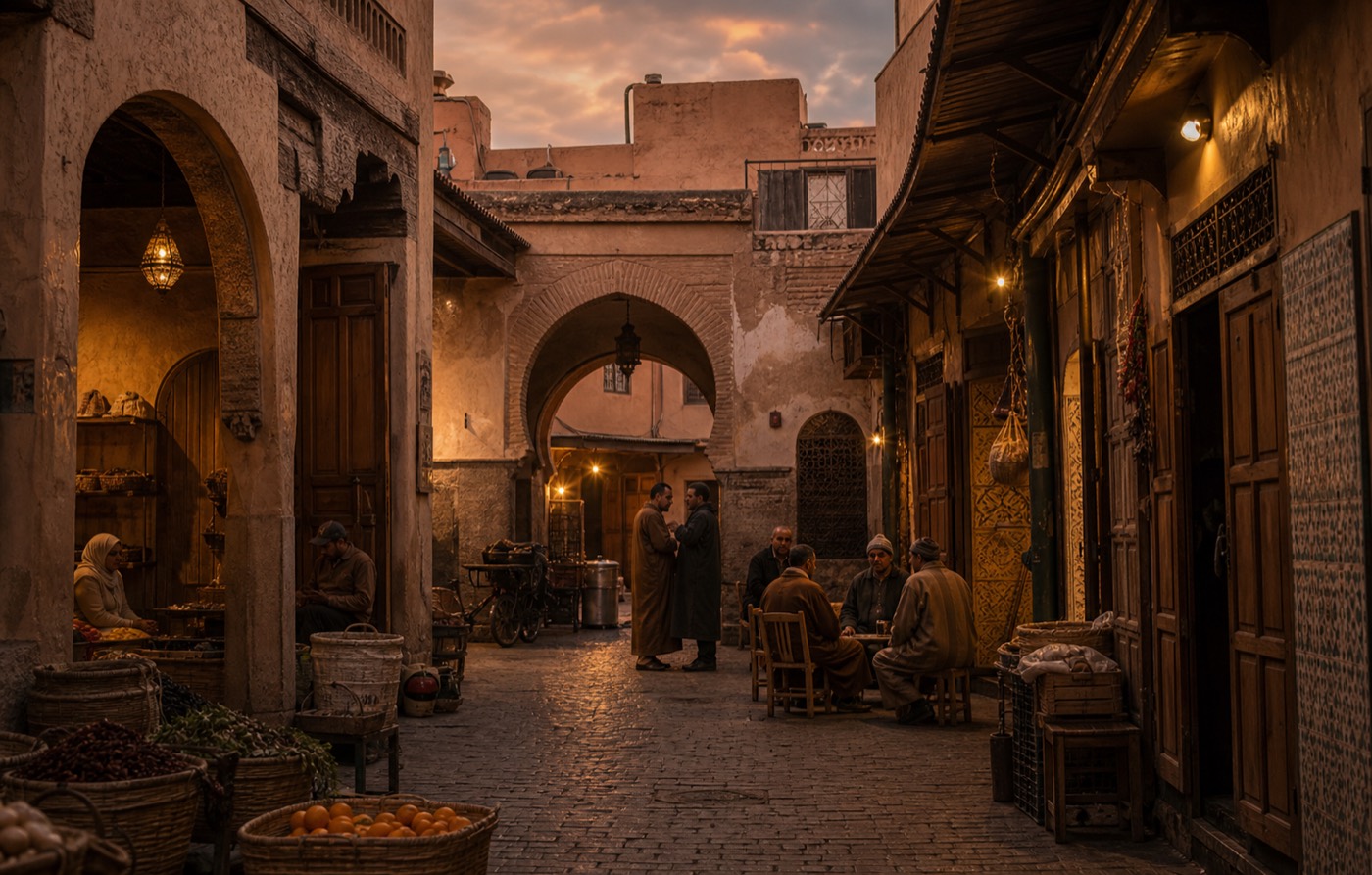 Marrakech evening market street