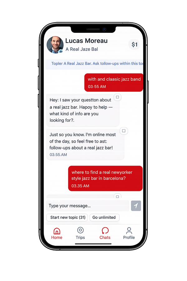 Lokal mobile app chat screen