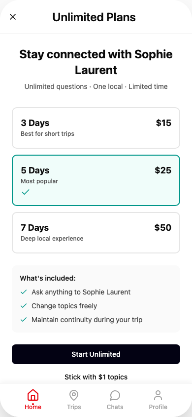 Lokal unlimited plans screen